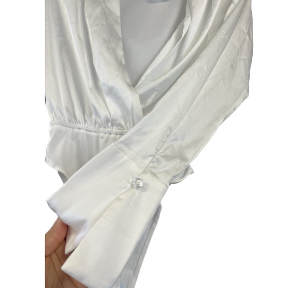 Homecoming Honolulu Lambert Satin Long Sleeve Ivory Bodysuit - Picture 3 of 5
